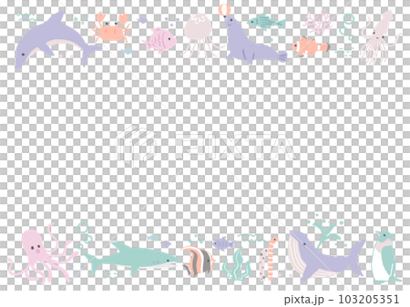 Illustration frame of sea creatures 103205351