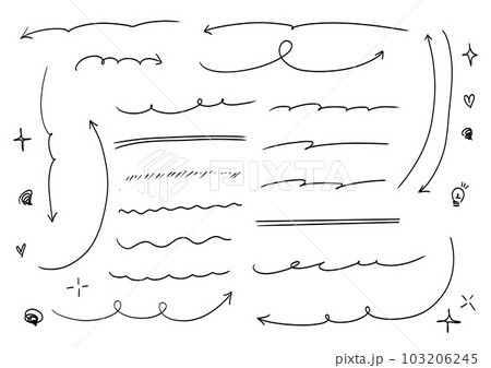 手書き矢印とアンダーラインあしらいセット POP広告用 103206245