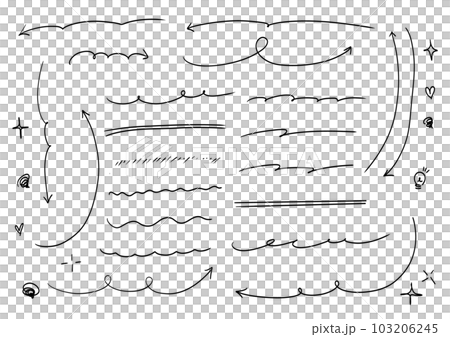 Handwritten arrow and underline treatment set for POP advertising 103206245