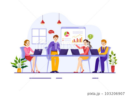 Coworking Business Vector Illustration with Colleagues Talking, Meeting and Working at the Office in Flat Cartoon Hand Drawn Landing Page Templates Coworking Business Vector Illustration with Colleagues Talking, Meeting and Working at the Office in Flat Cartoon Hand Drawn Landing Page Templates 103206907