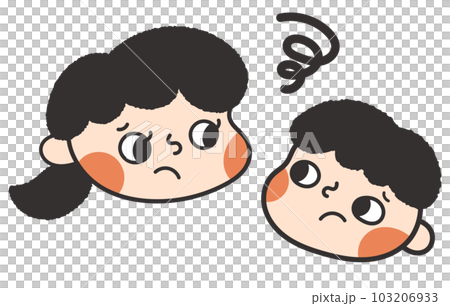Conversing parent and child's face Illustration material Moyamoya 103206933