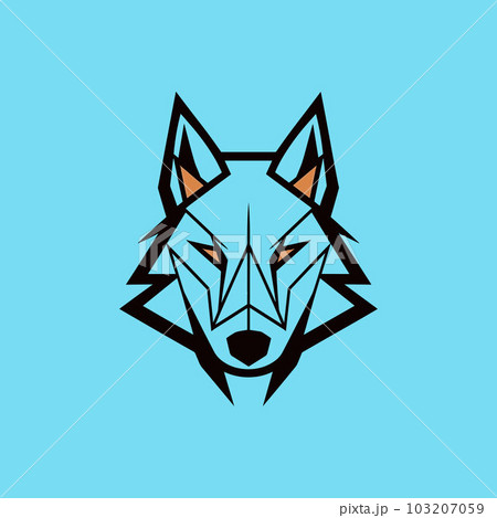 Wolf face logo vector isolate on blue pastel background 103207059