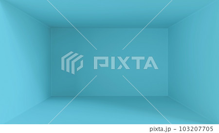 シンプルな青色の箱・部屋の3D背景テンプレート 103207705