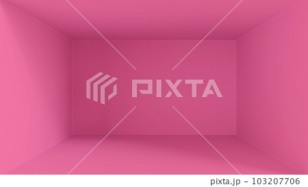 シンプルなピンク色の箱・部屋の3D背景テンプレート 103207706