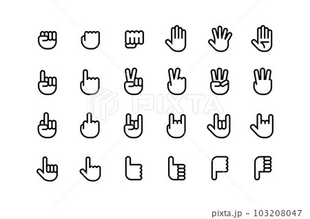 いろんな形の手・指のベクターアイコンセット 103208047