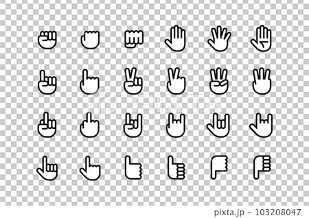 Vector icon set of various shapes of hands and fingers 103208047