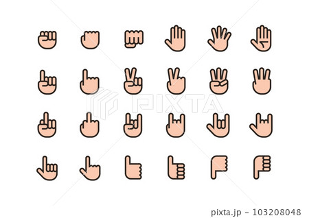 いろんな形の手・指のベクターアイコンセット 103208048
