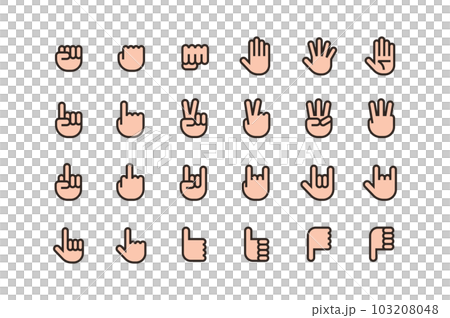 Vector icon set of various shapes of hands and fingers 103208048