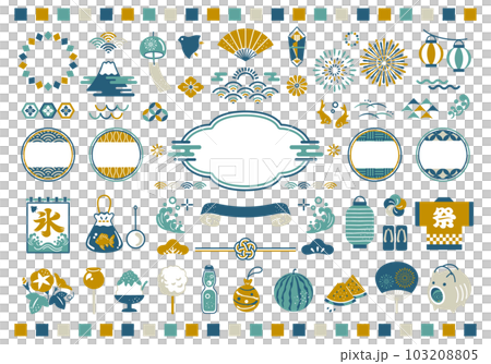 Summer festival Japanese style illustration set 103208805