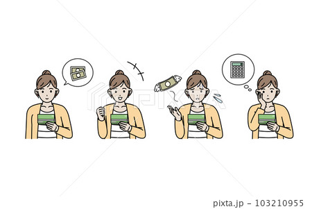 通帳を見る女性イラスト 103210955