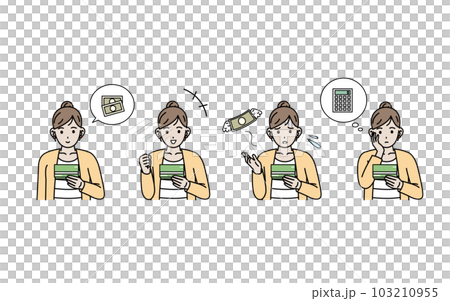 通帳を見る女性イラスト 103210955