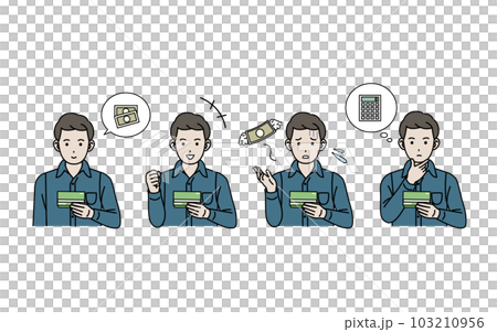 一個人在看存摺的插圖 103210956