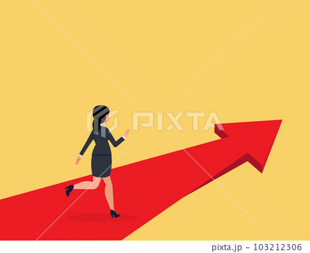 Way to get Success Concept. Business woman rushing on the arrow to the target Way to get Success Concept. Business woman rushing on the arrow to the target 103212306