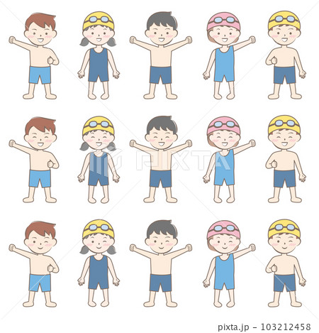 水着姿の子供たち スイミング 水泳 全身 水着姿の子供たち スイミング 水泳 全身 103212458