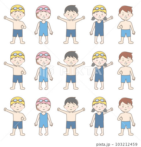 水着姿の子供たち スイミング 水泳 全身 水着姿の子供たち スイミング 水泳 全身 103212459