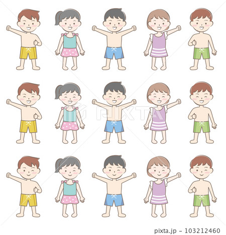 水着姿の子供たち　スイミング　水泳　全身 103212460