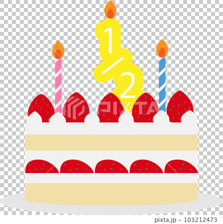 ハーフバースデーをお祝いするかわいいケーキのイラスト 103212473