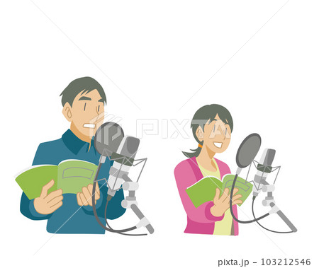 スタジオでアフレコする声優のイラスト 103212546