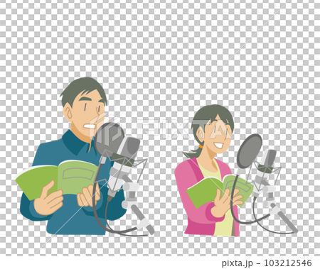 スタジオでアフレコする声優のイラスト 103212546