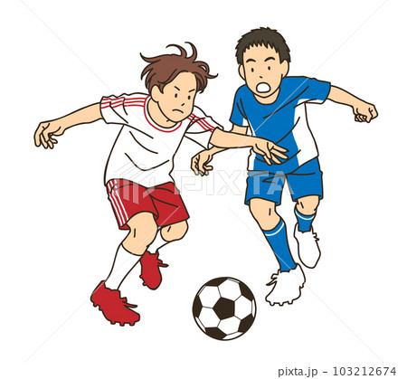 ボールを取りあうサッカー選手 103212674