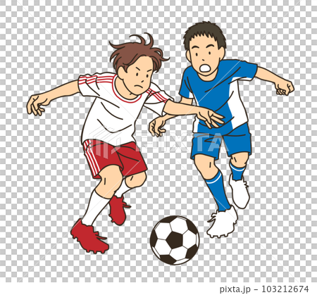 ボールを取りあうサッカー選手 103212674