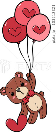 Cute romantic Teddy Bear wear red bow doodle hand drawing cartoon character Cute romantic Teddy Bear wear red bow doodle hand drawing cartoon character 103212821