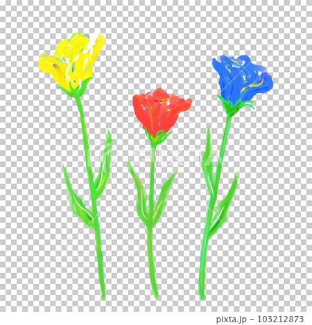 Illustration of three cut flowers 103212873