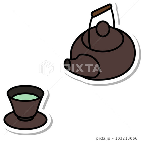 ステッカー風食べ物アイコン　お茶 103213066