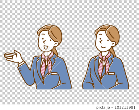 案内するスカーフを巻いたコンシェルジュの女性　イラストセット 103213981