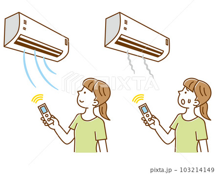 調子のいいエアコンと悪いエアコン イラストセット 調子のいいエアコンと悪いエアコン イラストセット 103214149