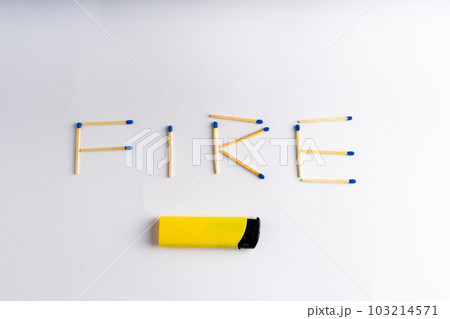 Lighter on white background including matches box, word FIRE 103214571