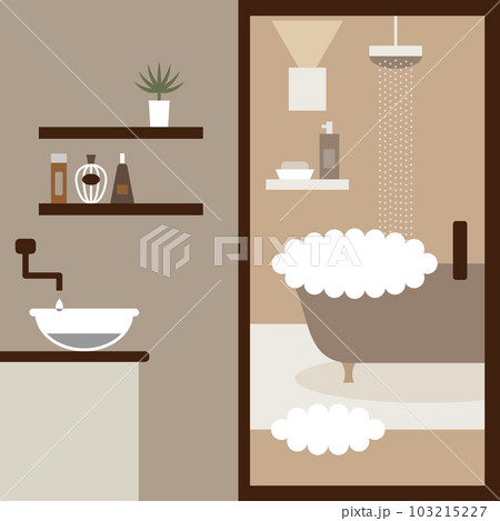 温かみのある洗面所と浴室のイラスト 103215227