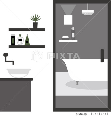 シンプルモダンな洗面所と浴室のイラスト 103215231