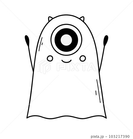 Cute monster in doodle style. Linear baby monster. Coloring book for children. Vector illustration. Isolated mascot. 103217390