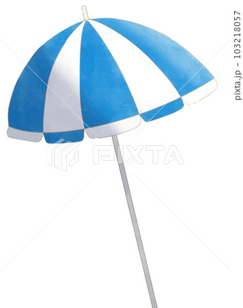青と白のビーチパラソルのイラスト素材 103218057