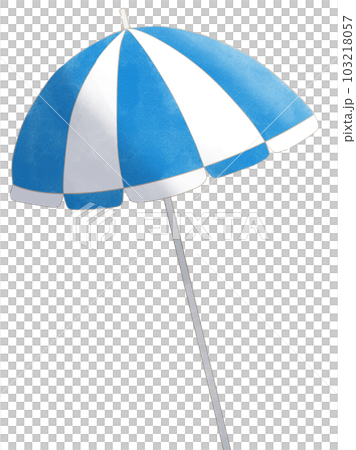青と白のビーチパラソルのイラスト素材 103218057