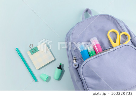 school supplies and diary concept, bags and school supplies for the new semester school supplies and diary concept, bags and school supplies for the new semester 103220732