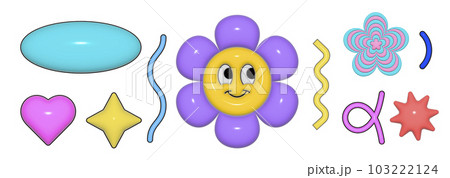 cute 3D vintage y2k retro concept drawing stickers 103222124