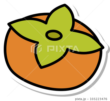 ステッカー風野菜フルーツ単品アイコン 柿 ステッカー風野菜フルーツ単品アイコン 柿 103223476