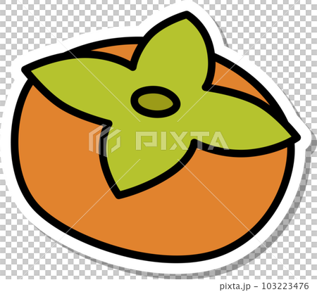 ステッカー風野菜フルーツ単品アイコン 柿 ステッカー風野菜フルーツ単品アイコン 柿 103223476