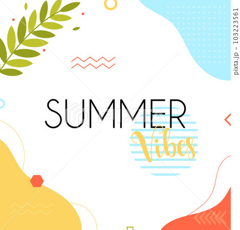 Hello summer square card, vector illustration 103223561
