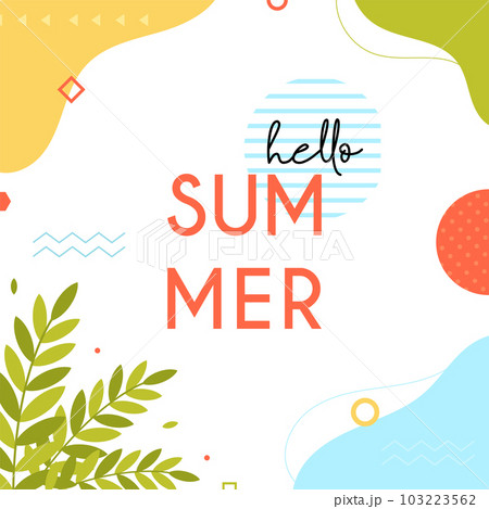 Hello summer square card, vector illustration 103223562