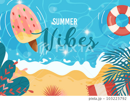 Cartoon summer beach background.  103223792