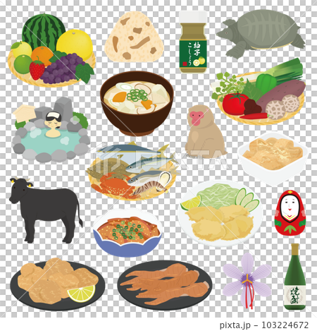 大分の名物のイラストセット 103224672