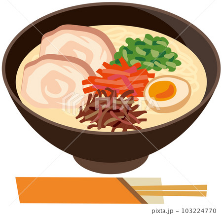 博多ラーメン 福岡県 観光 ご当地グルメのイラスト素材 [103224770