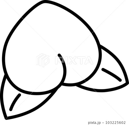 フルーツの線画単品アイコン 桃 フルーツの線画単品アイコン 桃 103225602