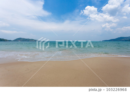 nature landscape view of beautiful tropical beach , sand on beach and blue summer sky, Beach sea in thailand 103226968