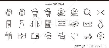 お金、ショッピング関係のシンプルなアイコンセット お金、ショッピング関係のシンプルなアイコンセット 103227596