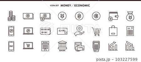 お金、経済関係のシンプルなアイコンセット 103227599