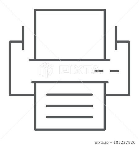 Printer thin line icon, office and work, fax sign 103227920